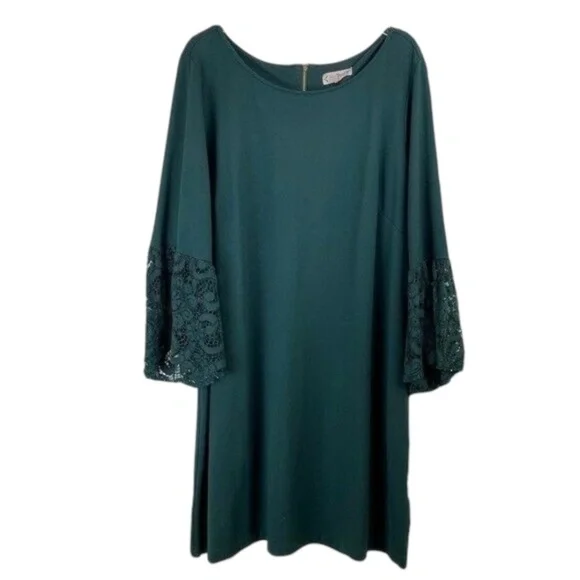 Nanette Lepore Dress Lace Sleeve Evergreen 22W - Picture 3 of 8